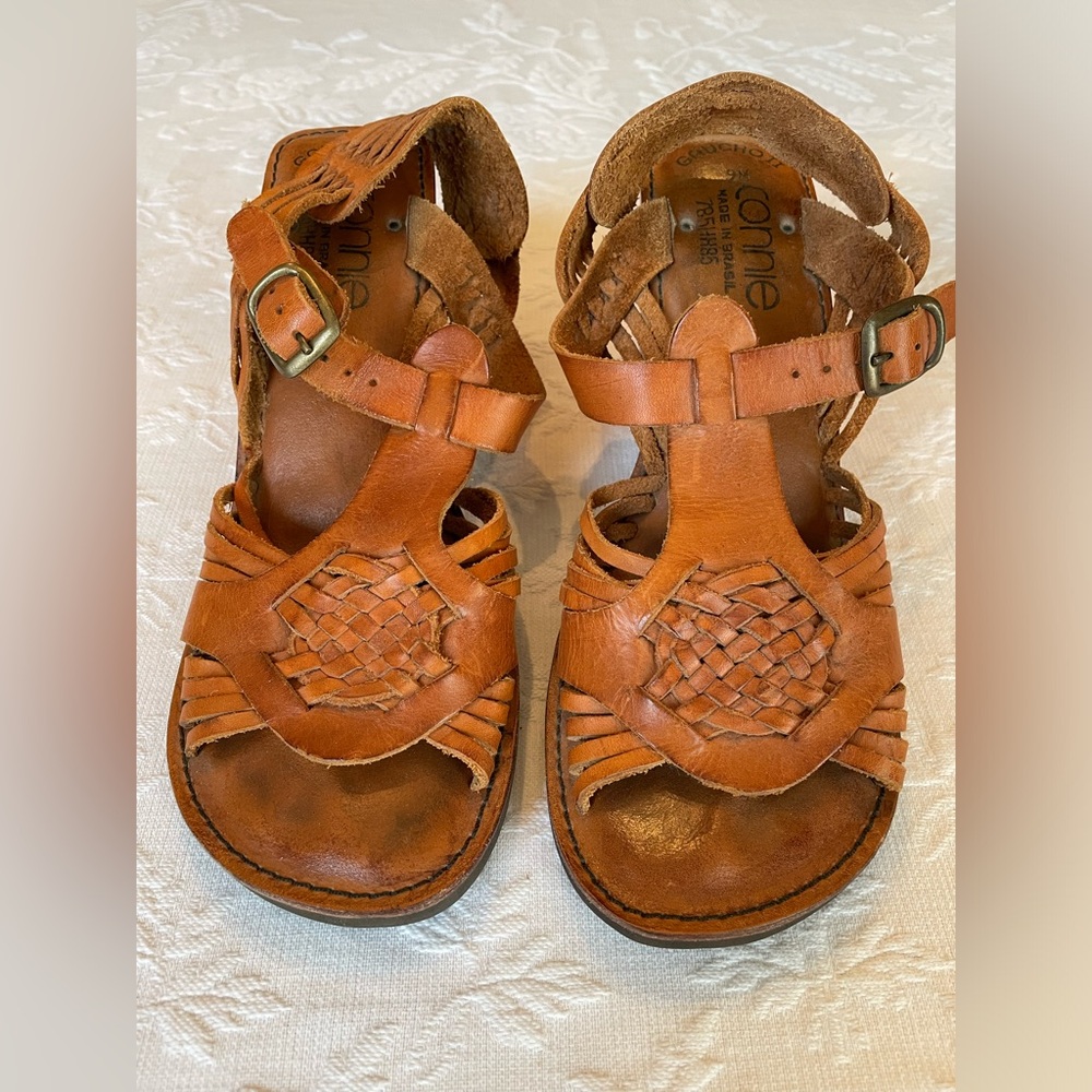 Vintage Connie Gaucho II Natural Leather Wedge Sandals